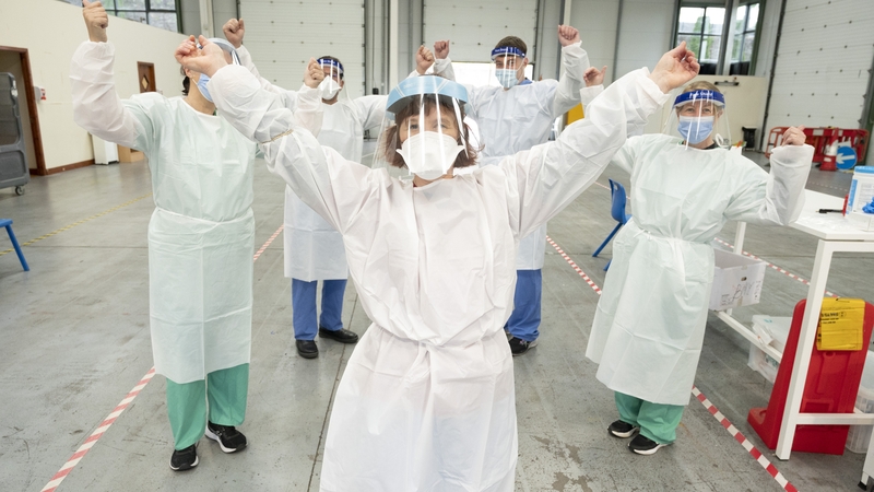 Community swabbers Sarah O'Flynn, Finbarr Buckley, Farine Sternke, Dylan Barrett and Patricia O'Flaherty finish after 19 months of offering Covid-19 testing