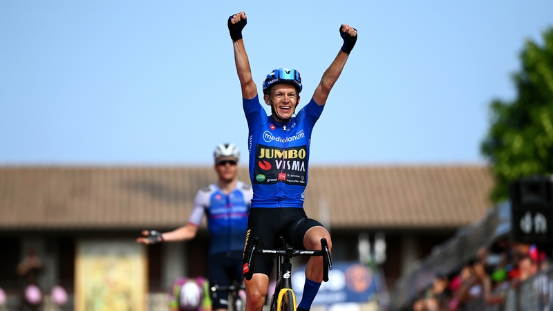 Koen Bouwman celebrates his second stage win