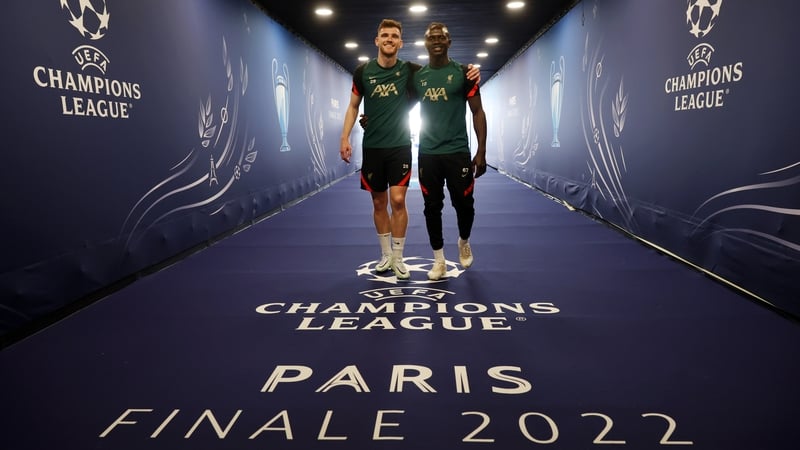 Andy Robertson and Sadio Mane at the stadium for a pre-match training session