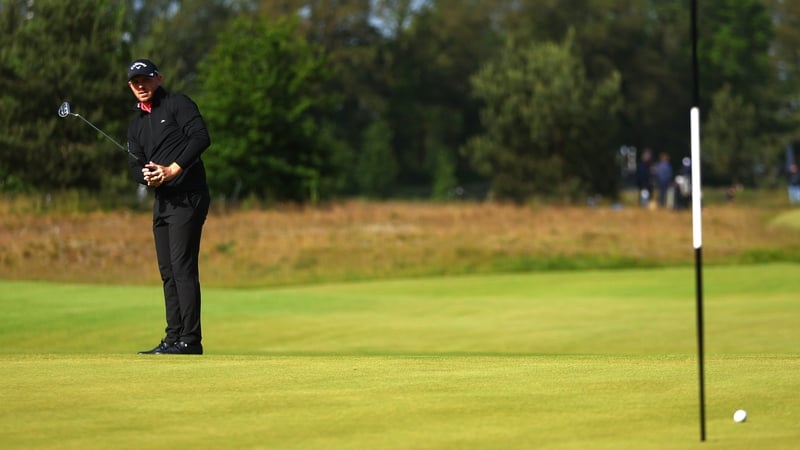 Matt Wallace putts on the 15th green at Bernardus Golf