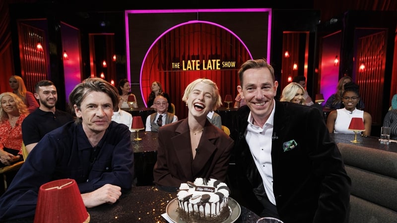Bernard Butler and Jessie Buckley join in the fun with Ryan Tubridy on Friday night Photos: Andres Poveda