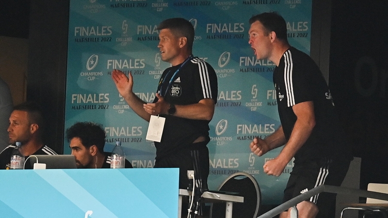 Ronan O'Gara and Donnacha Ryan (r) celebrate a big moment during the final