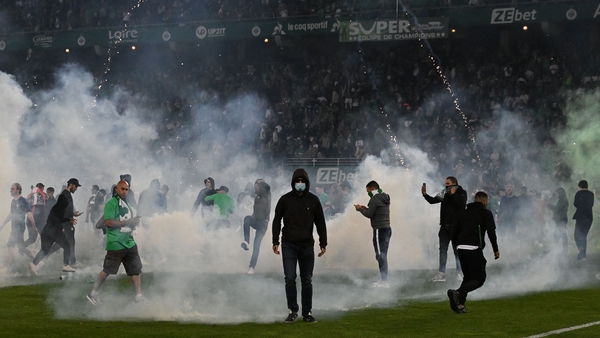 Saint-Etienne fans charged the pitch as soon as the penalty shoot-out was decided