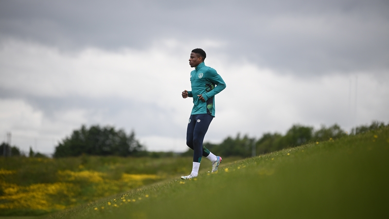Chiedozie Ogbene at Ireland training in Dublin ahead of four games in ten days