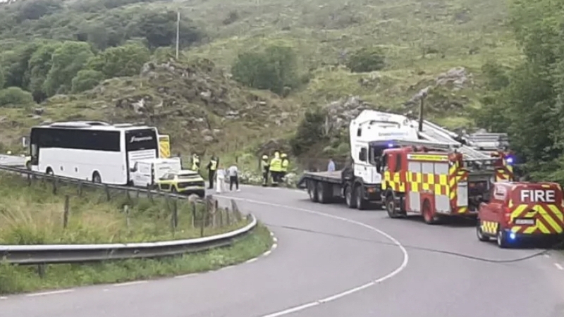 The R563 road from Loo Bridge to Kilgarvan is closed to traffic (Pic courtesy of Jerry O'Sullivan, Radio Kerry)