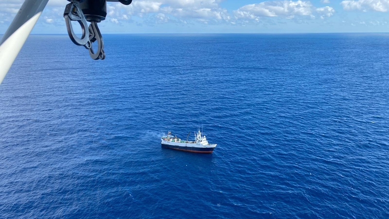 The crew of 11 people abandoned the boat which was reportedly taking on water (Pic: Irish Coastguard)