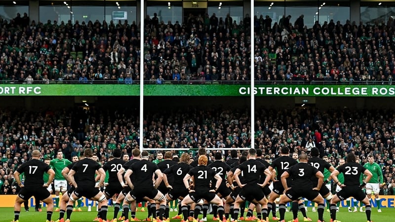 The All Blacks performing the haka at the Aviva Stadium last November