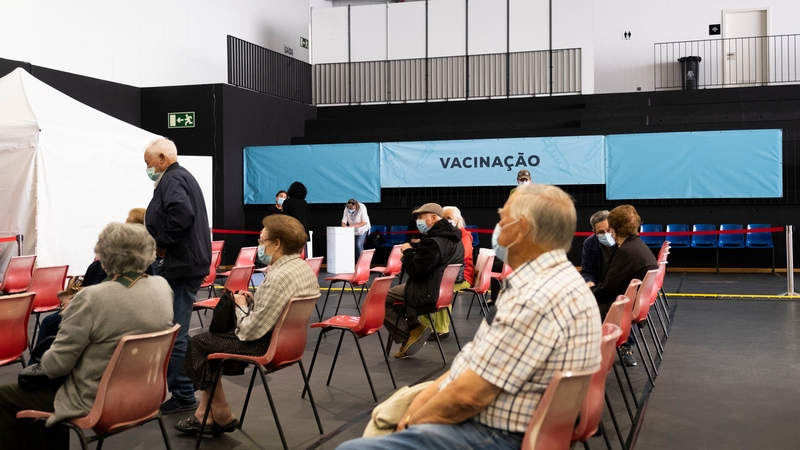 People waiting for their fourth dose of Pfizer vaccine in Lisbon, Portugal