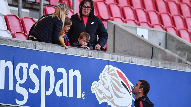 Johann can Graan talks to supporters after his final game in charge.