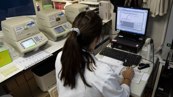 A positive monkeypox test result at a lab in La Paz Hospital, Madrid, Spain today