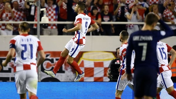 Andrej Kramaric celebrates his equaliser for Croatia
