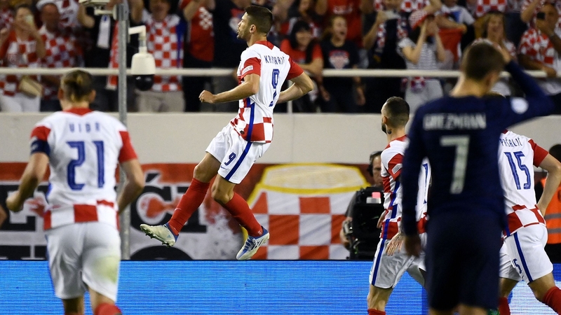 Andrej Kramaric celebrates his equaliser for Croatia