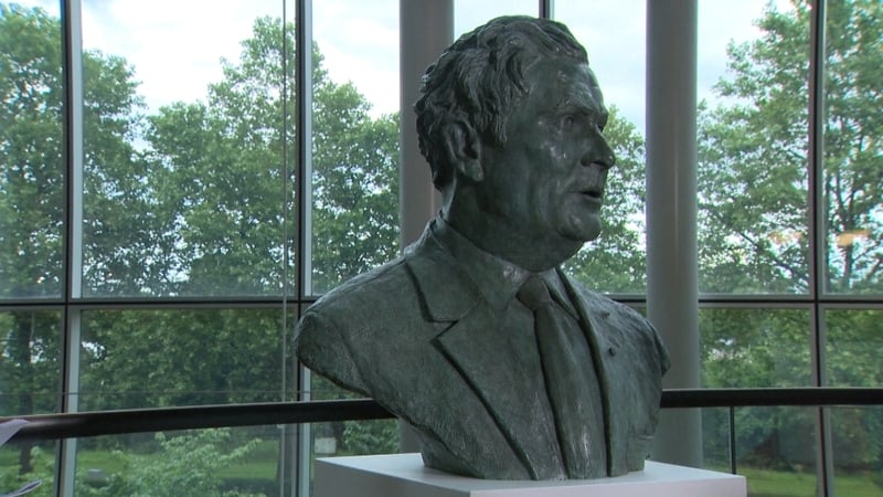 The bronze bust represents John Hume when he was 40