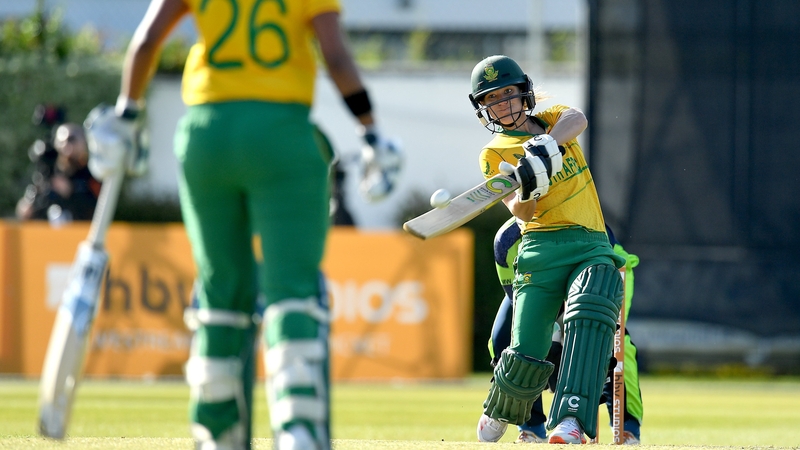 Lara Goodall hits a six against Ireland