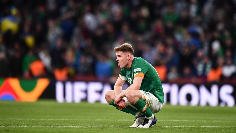 Nathan Collins reacts at the full-time whistle to the home defeat