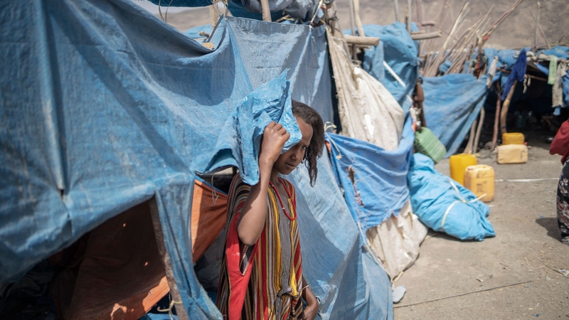 A child at an internally displaced persons camp at Guyah, Ethiopia