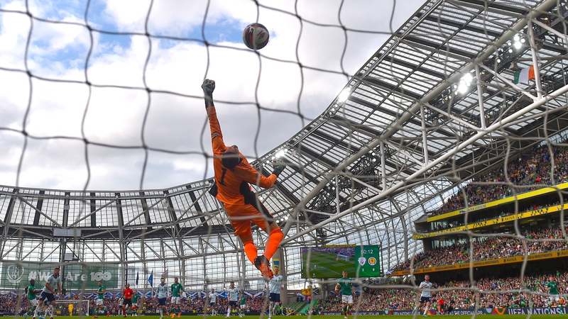 Scotland goalkeeper Craig Gordon fails to stop Michael Obefemi's powerful strike