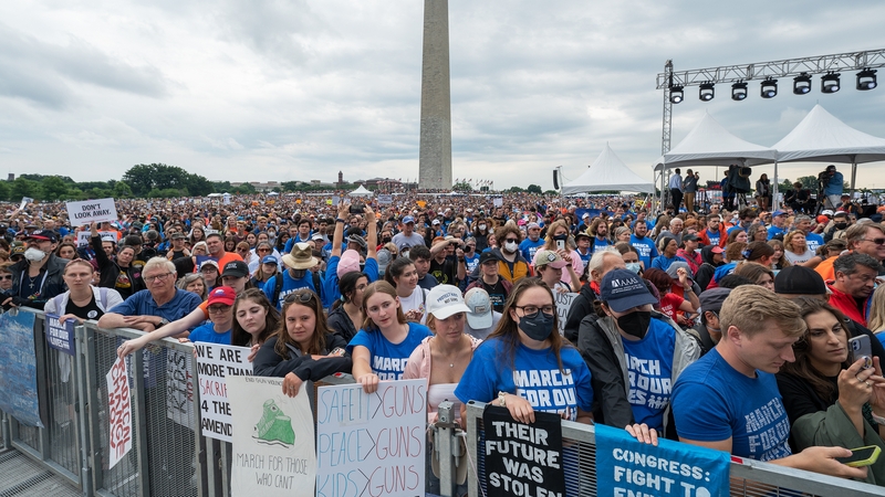 Demonstrators at the March For Our Lives rally near the Washington Monument today