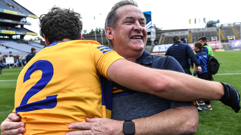 Collins celebrates with Manus Doherty after the win over the Rossies