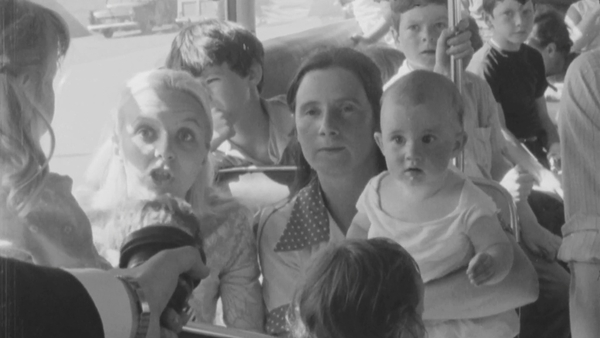 Woman and children leaving Lenadoon in Belfast, 1972.