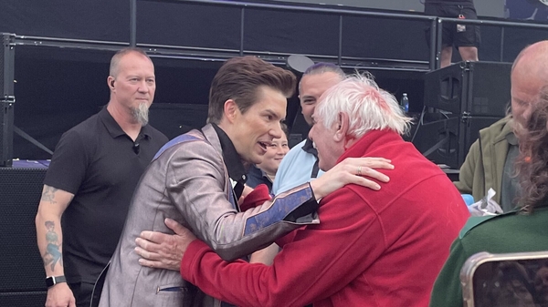 Brandon Flowers meets "Billy" at The Killers' gig on Saturday. Picture: @softestbandito/Twitter