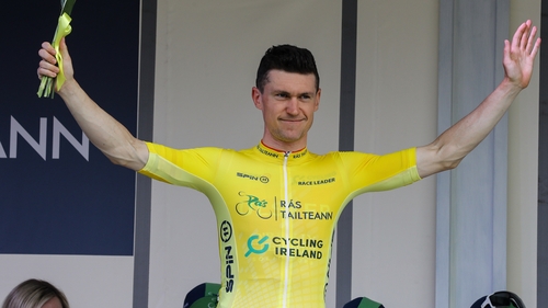 Matt Teggart celebrates his stage win