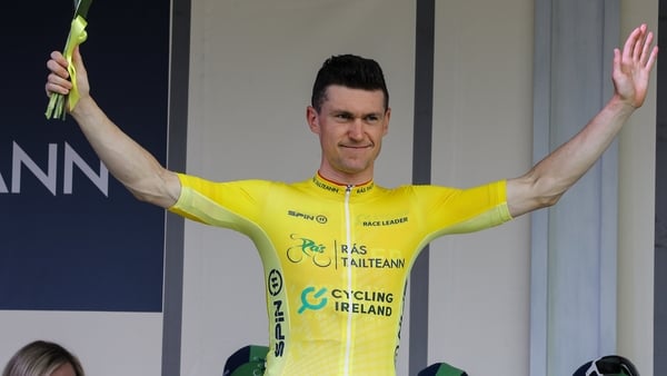 Matt Teggart celebrates his stage win