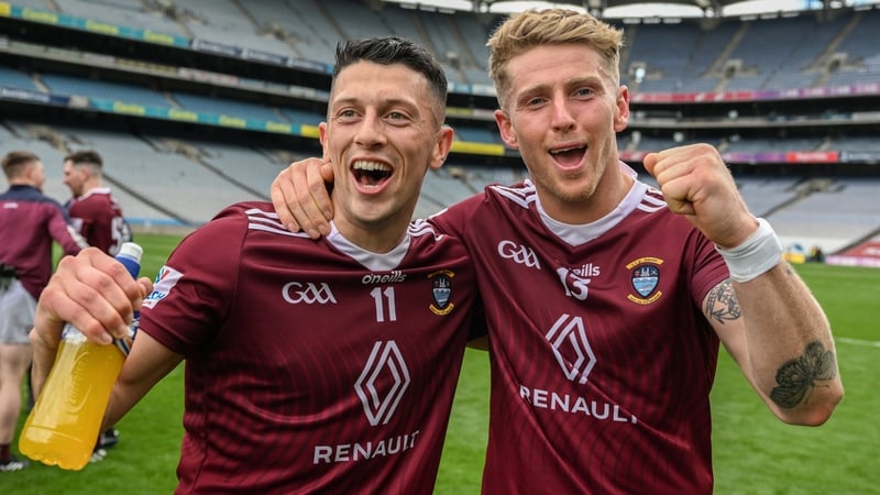 Ronan O'Toole and Luke Loughlin celebrate today's victory at Croke Park