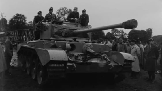 Comet tank crossing a Bailey Bridge at Athgarvan, County Kildare, 1962.