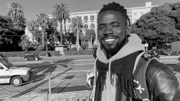 Musician Omar Baldeh in Cagliari Sardinia