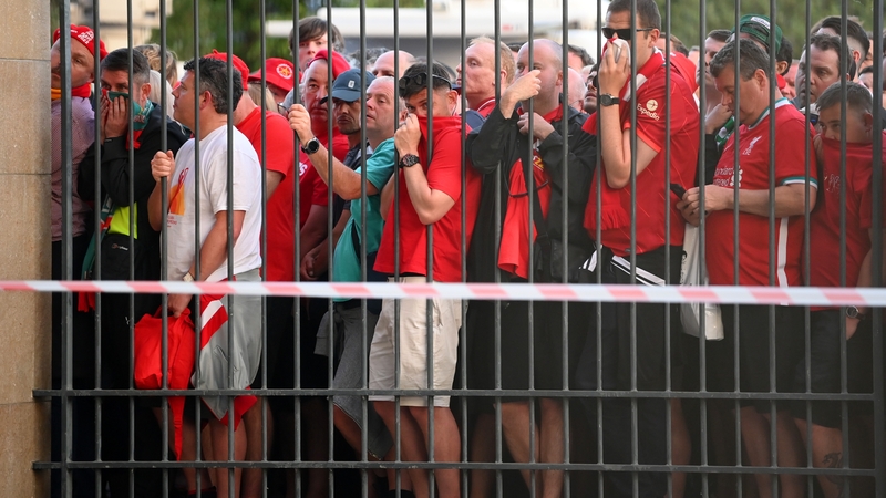 Fans queuing to get into the Stade de France were teargassed