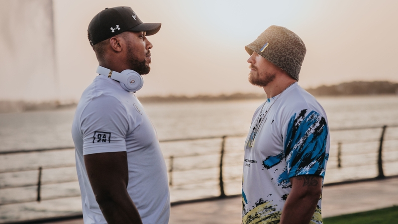 Anthony Joshua and Oleksandr Usyk ahead of today's press conference