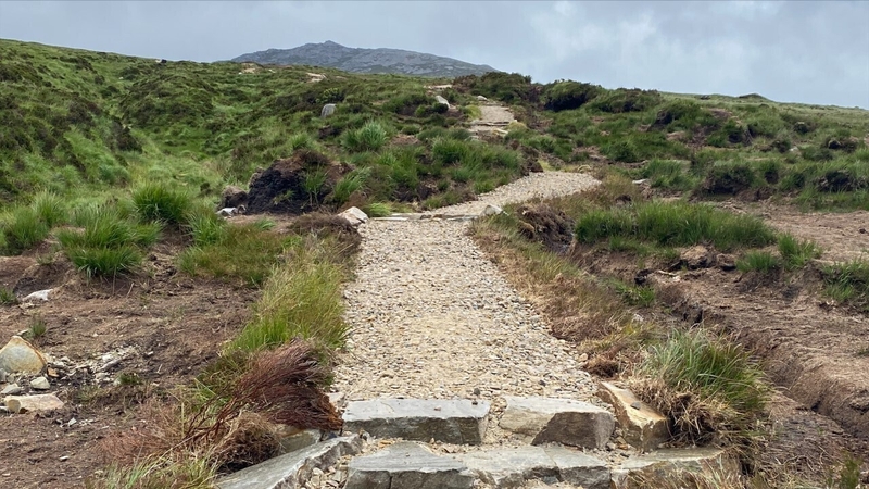 The new 3km pathway up the mountain located in Gaoth Dobhair was completed last October