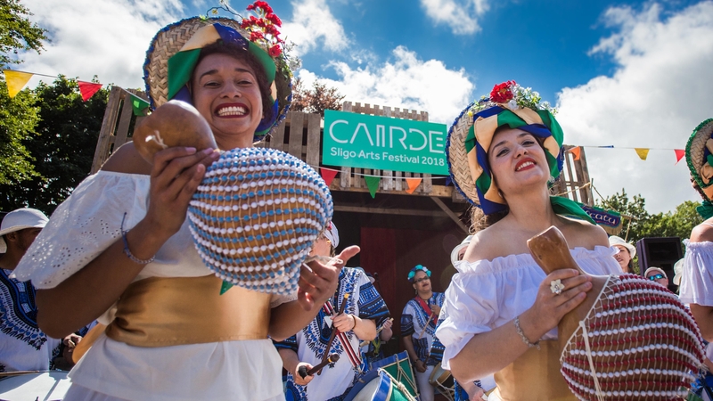 Juliana Paz, Diana Marcu and Tamara Gangnus from Maracatu Ilha Brilhante at Parkfest (Pic: Peter Martin)