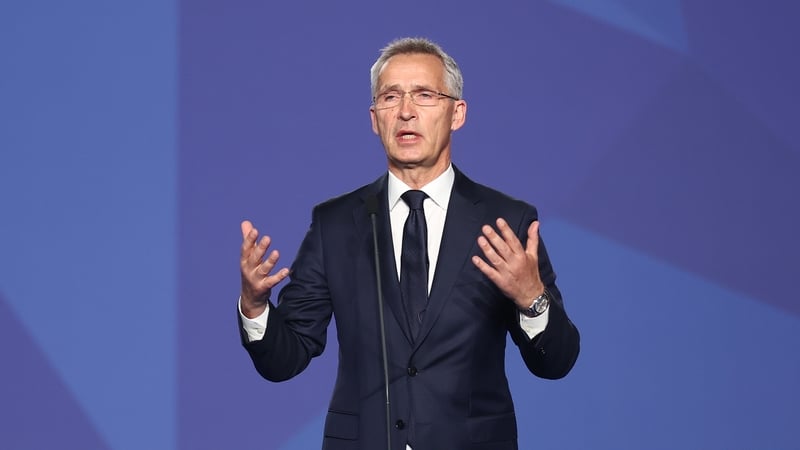 NATO chief Jens Stoltenberg speaking in Madrid