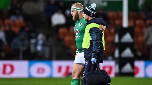 Jeremy Loughman had to be helped from the field