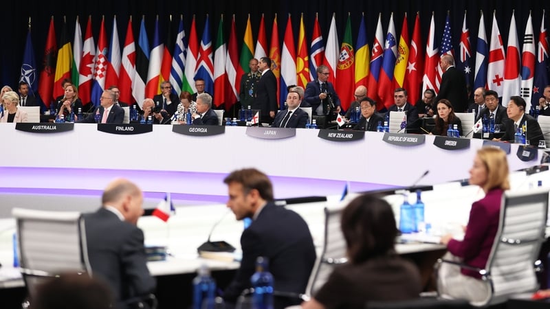 NATO leaders at the summit in Madrid, Spain, today