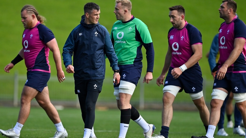 Johnny Sexton at Ireland training on Thursday morning