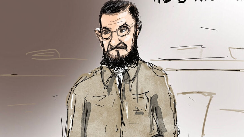 Court sketch of Abid Aberkane who received a suspended sentence