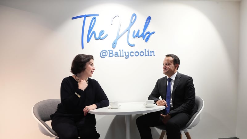 Bank of Ireland CEO Francesca McDonagh and Tánaiste Leo Varadkar at the opening of Bank of Ireland's remote working hub in Ballycoolin