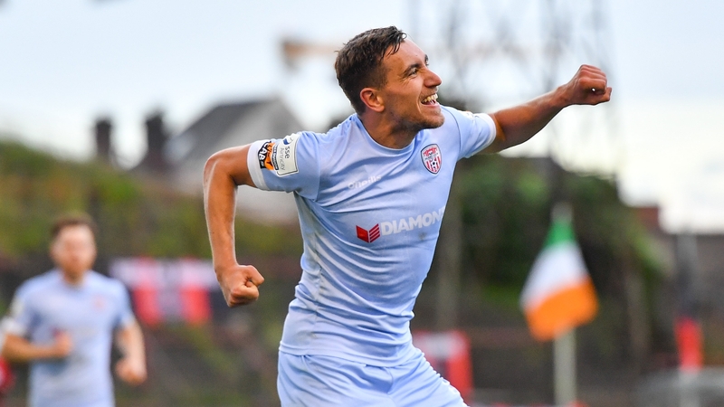 Joe Thomson celebrates Derry City's first goal