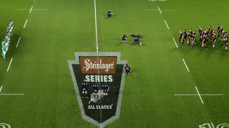 Ireland stand for the Haka ahead of the game