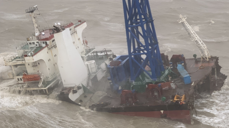 The vessel snapped in two as tropical storm Chaba passed through Hong Kong and southern China