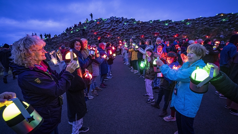 'Lumenators' carrying low impact Geolights at the Giant's Causeway