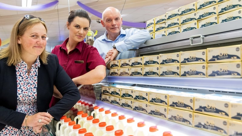Mairead Lucey, a third generation farmer; Stacey Reen, Store Manager at Twohig's SuperValu Kanturk and Pat Sheahan, CEO of North Cork Creameries