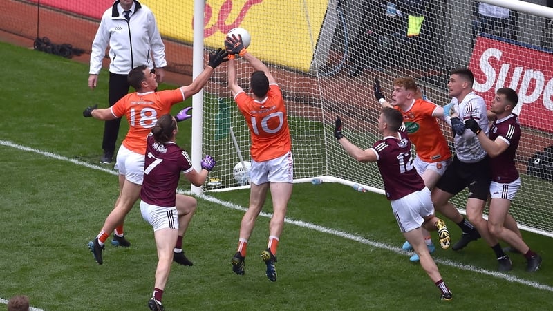 Rory Grugan scoring Armagh's third goal against Galway last month