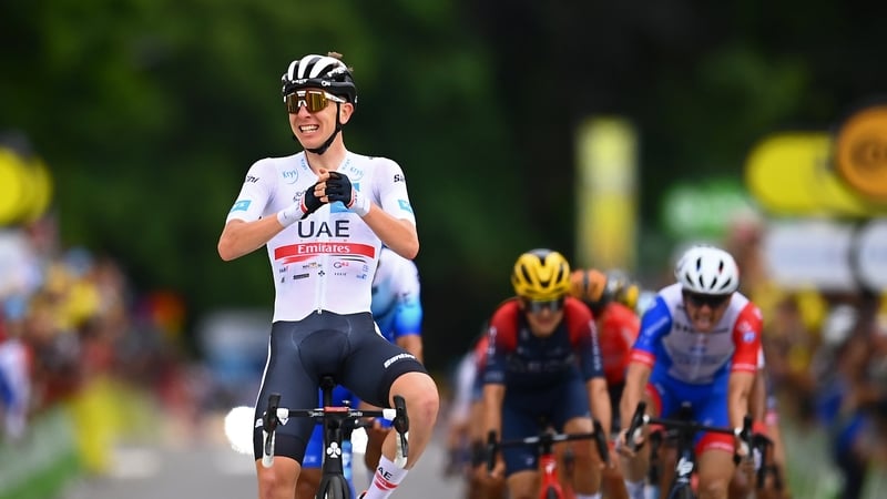 Pogacar was able to celebrate on the line