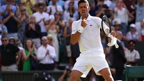 Novak Djokovic celebrates victory