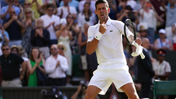 Novak Djokovic celebrates victory