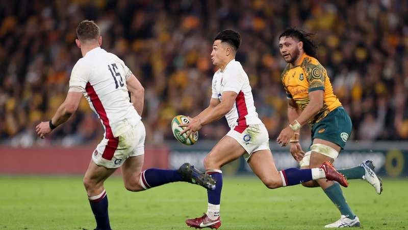 England's Marcus Smith makes a break against Australia